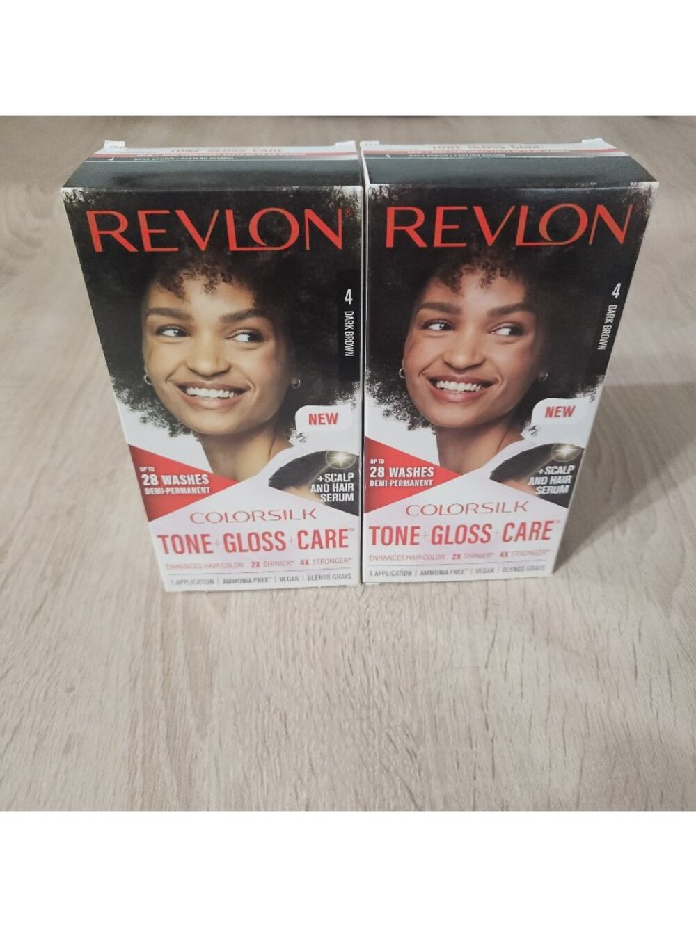 Revlon ColorSilk Tone + Gloss + Care Dark Brown #4 2 Pack New